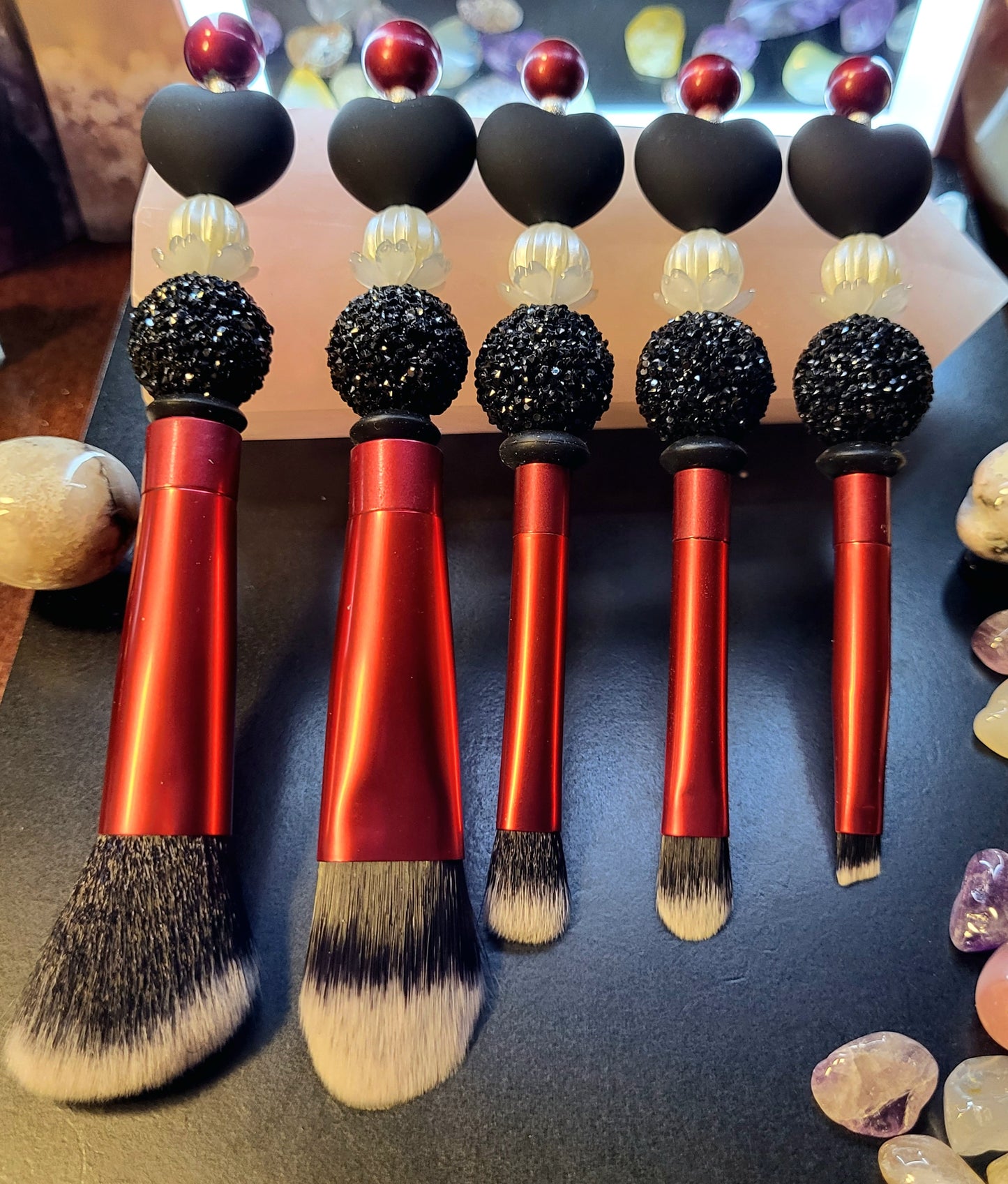 5-Piece Beaded Makeup Brush Set | Aesthetic Makeup Brushes | Cute Beaded Beauty Tools for Glam, Travel & Everyday Makeup