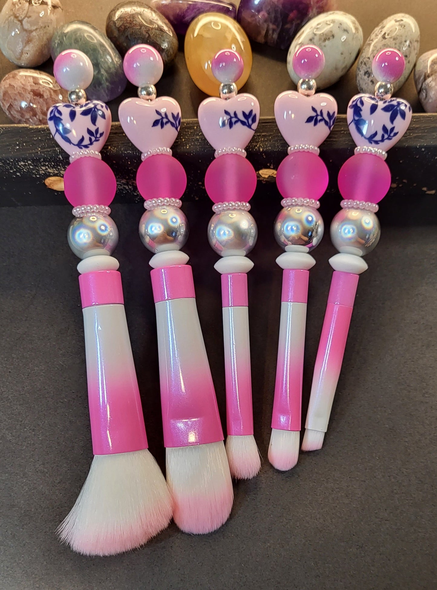 5-Piece Beaded Makeup Brush Set | Aesthetic Makeup Brushes | Cute Beaded Beauty Tools for Glam, Travel & Everyday Makeup