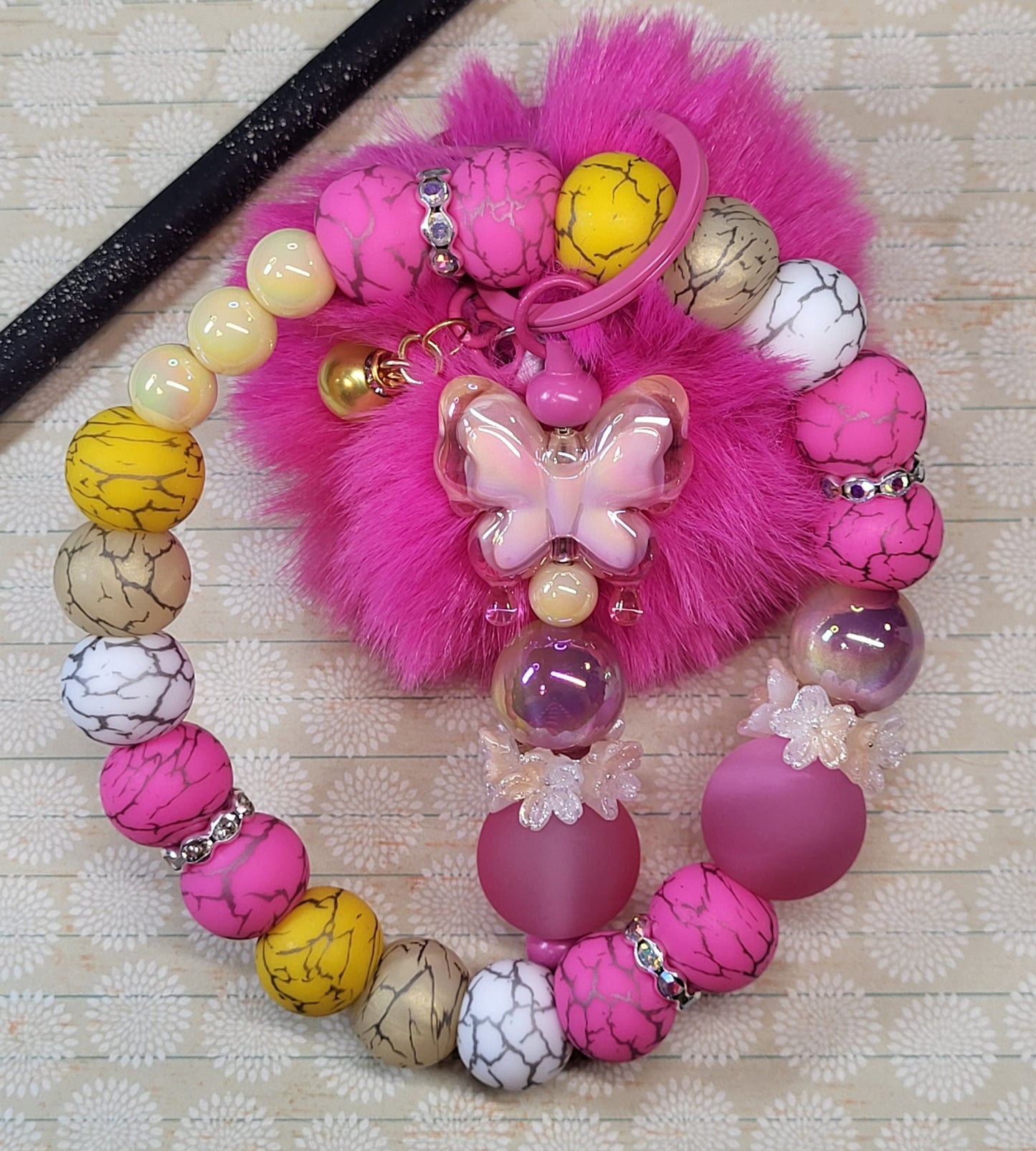 Wristlet Keychain Combo | Handmade Beaded Wristlet with Matching Keychain