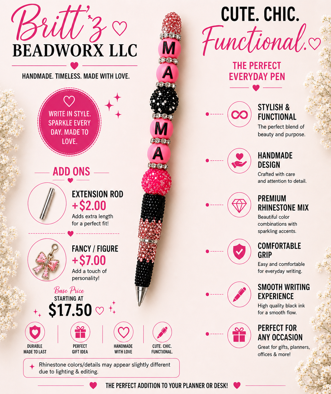 Custom Rhinestone pen, made on LIVE only!