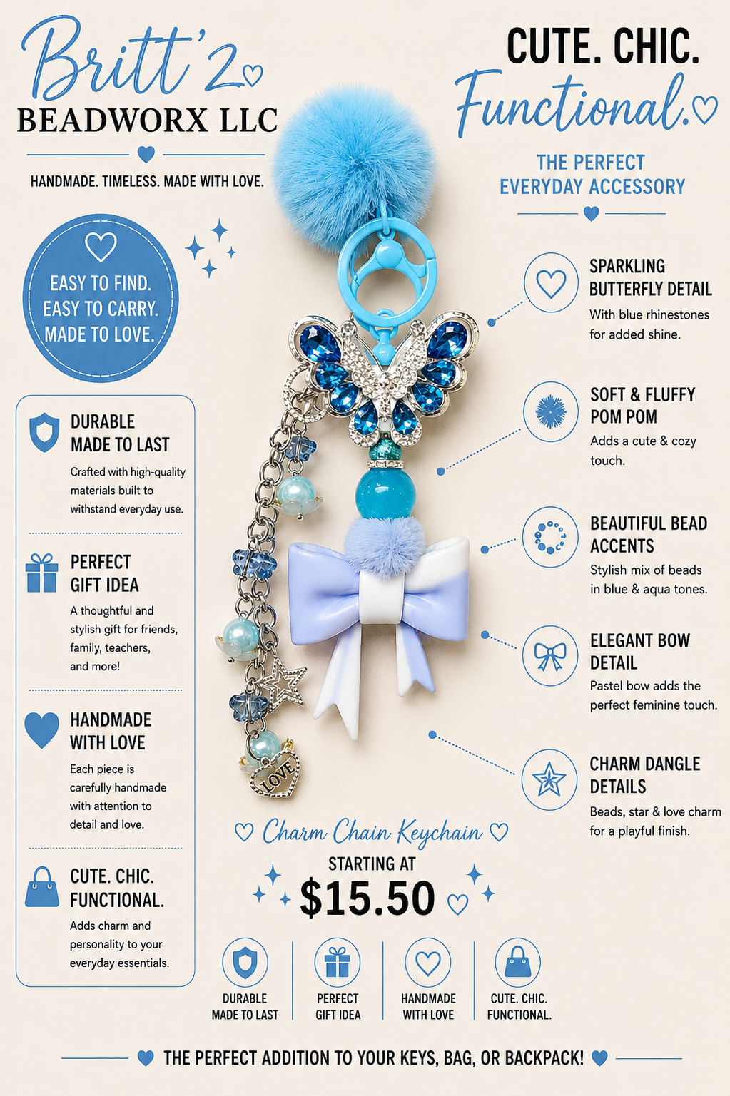 Custom Charm Chain Keychain