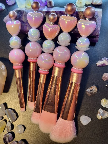 5-Piece Beaded Makeup Brush Set | Aesthetic Makeup Brushes | Cute Beaded Beauty Tools for Glam, Travel & Everyday Makeup