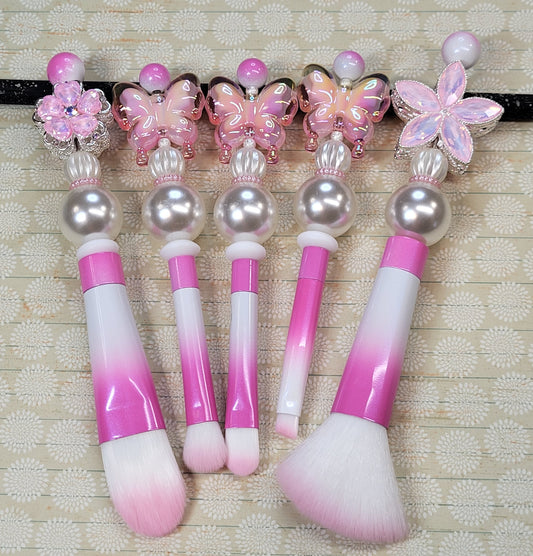 5-Piece Beaded Makeup Brush Set | Aesthetic Makeup Brushes | Cute Beaded Beauty Tools for Glam, Travel & Everyday Makeup