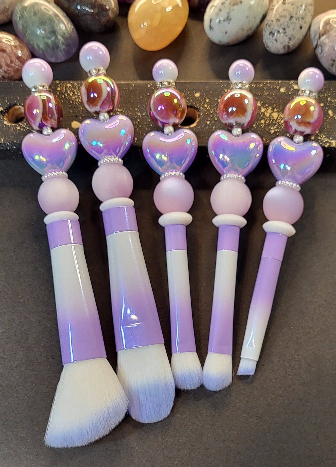 5-Piece Beaded Makeup Brush Set | Aesthetic Makeup Brushes | Cute Beaded Beauty Tools for Glam, Travel & Everyday Makeup