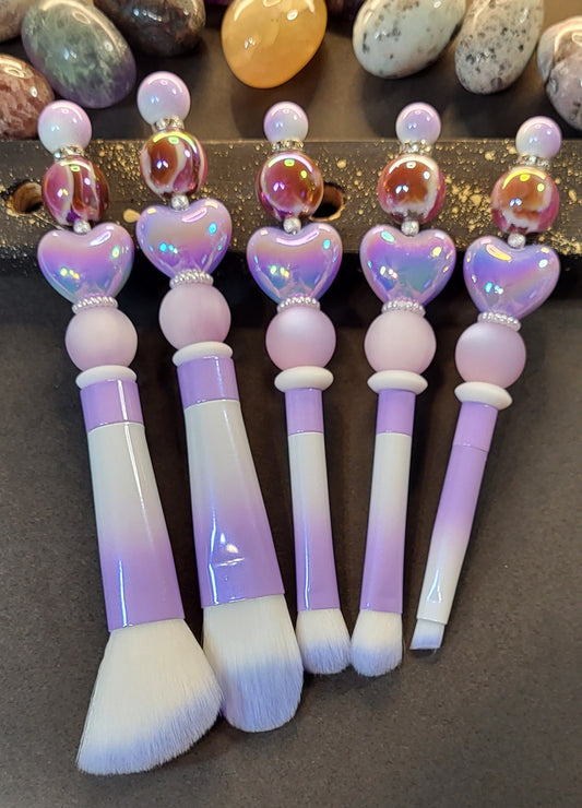 5-Piece Beaded Makeup Brush Set | Aesthetic Makeup Brushes | Cute Beaded Beauty Tools for Glam, Travel & Everyday Makeup