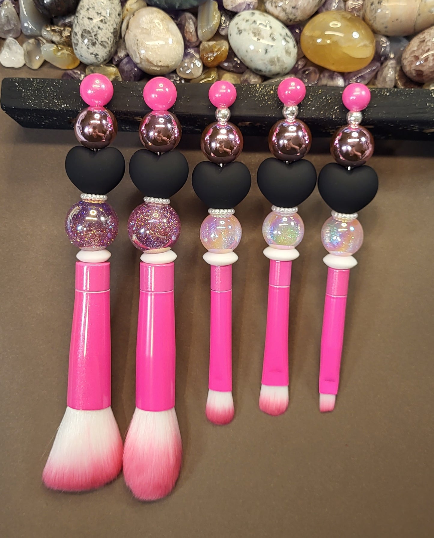 5-Piece Beaded Makeup Brush Set | Aesthetic Makeup Brushes | Cute Beaded Beauty Tools for Glam, Travel & Everyday Makeup