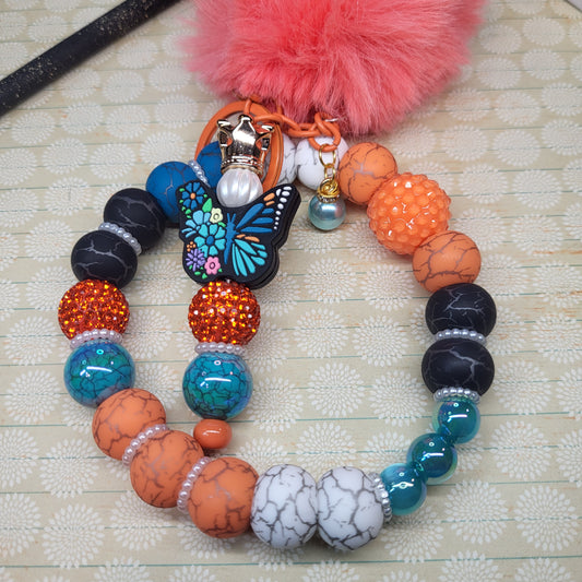 Wristlet Keychain Combo | Handmade Beaded Wristlet with Matching Keychain