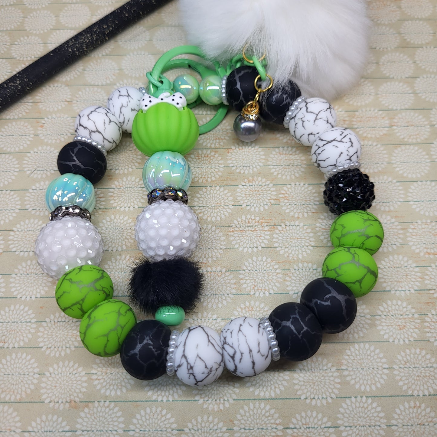 Wristlet Keychain Combo | Handmade Beaded Wristlet with Matching Keychain