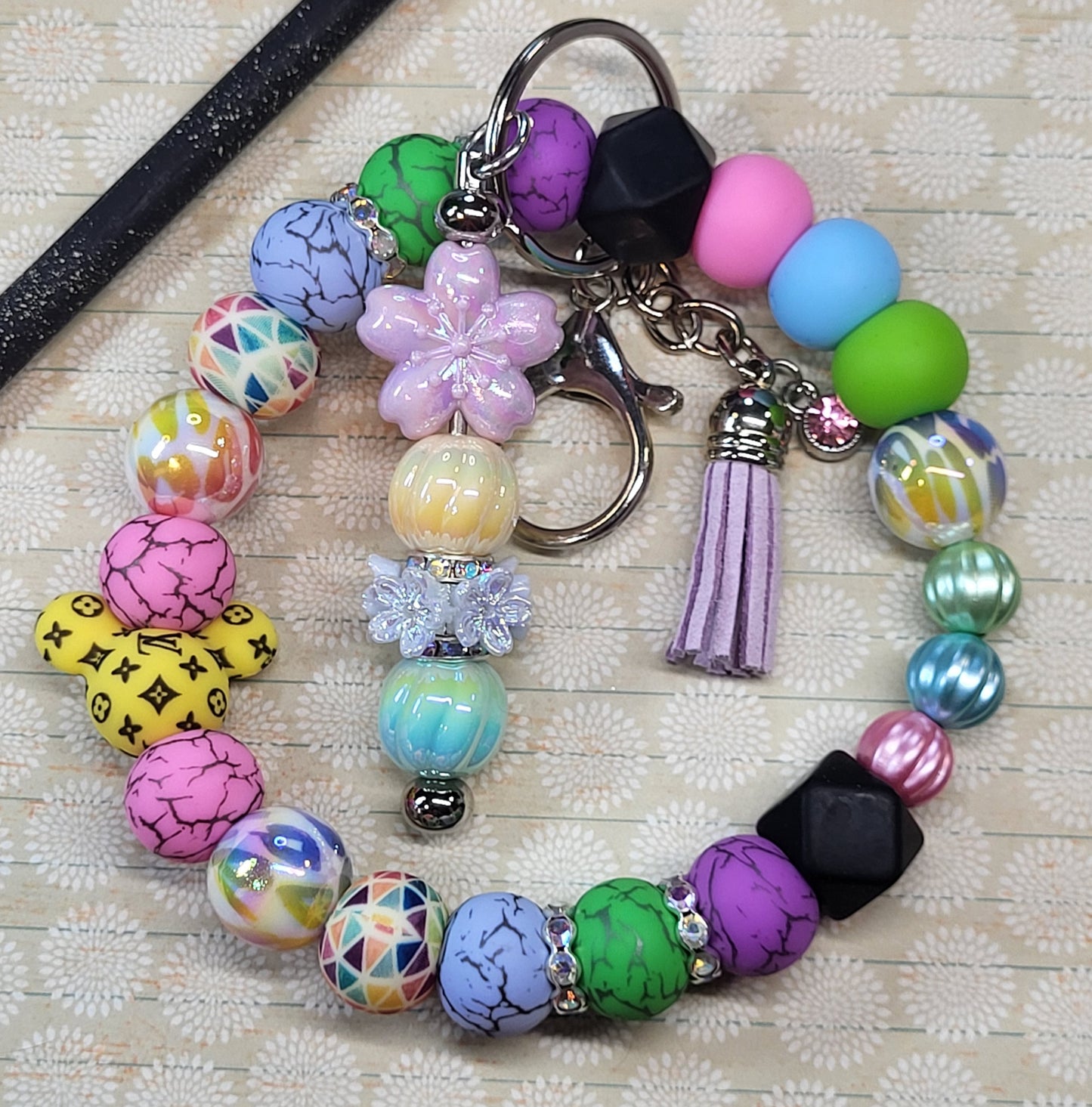 Wristlet Keychain Combo | Handmade Beaded Wristlet with Matching Keychain