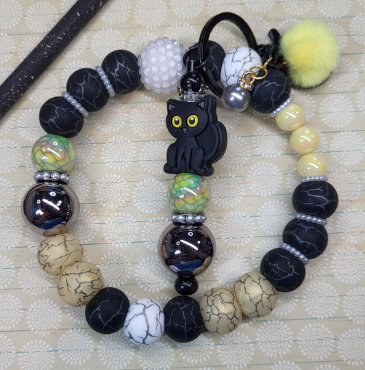 🕸️ Halloween Wristlet Keychain Combos – Beaded Bar Keychain & Wire Wristlet Set | Festive Fall Accessories