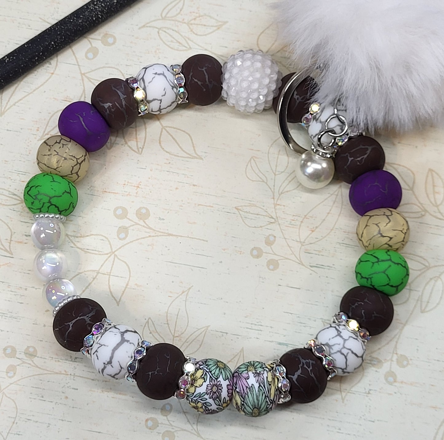 🍂 Fall-Themed 304 Stainless Steel Wire Made, Beaded Wristlet Keychains