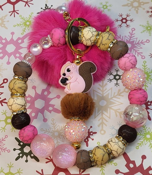 🍂Fall Themed 304 Stainless Steel Beaded Wristlet Combo with Beaded Bar Keychain | Autumn Wristlet Keychain Set | Handmade Durable Fall Accessory