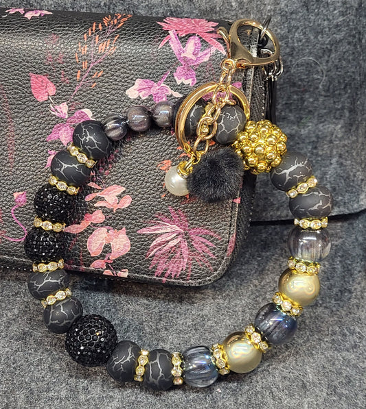 New Year Beaded Wristlet & Keychain Combo | Festive Beaded Wristlet Keychain Set | Limited Style Accessories