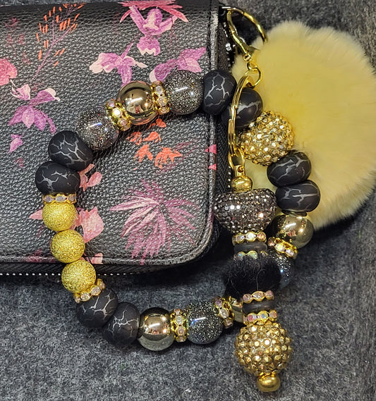 New Year Beaded Wristlet & Keychain Combo | Festive Beaded Wristlet Keychain Set | Limited Style Accessories