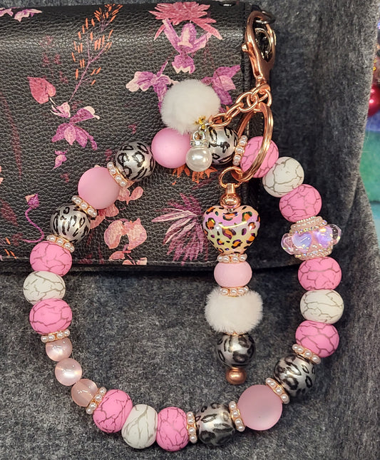 Beaded Wristlet Keychain Combos | Multiple Styles Available | Silicone Bead Wristlet & Keychain Bar Sets