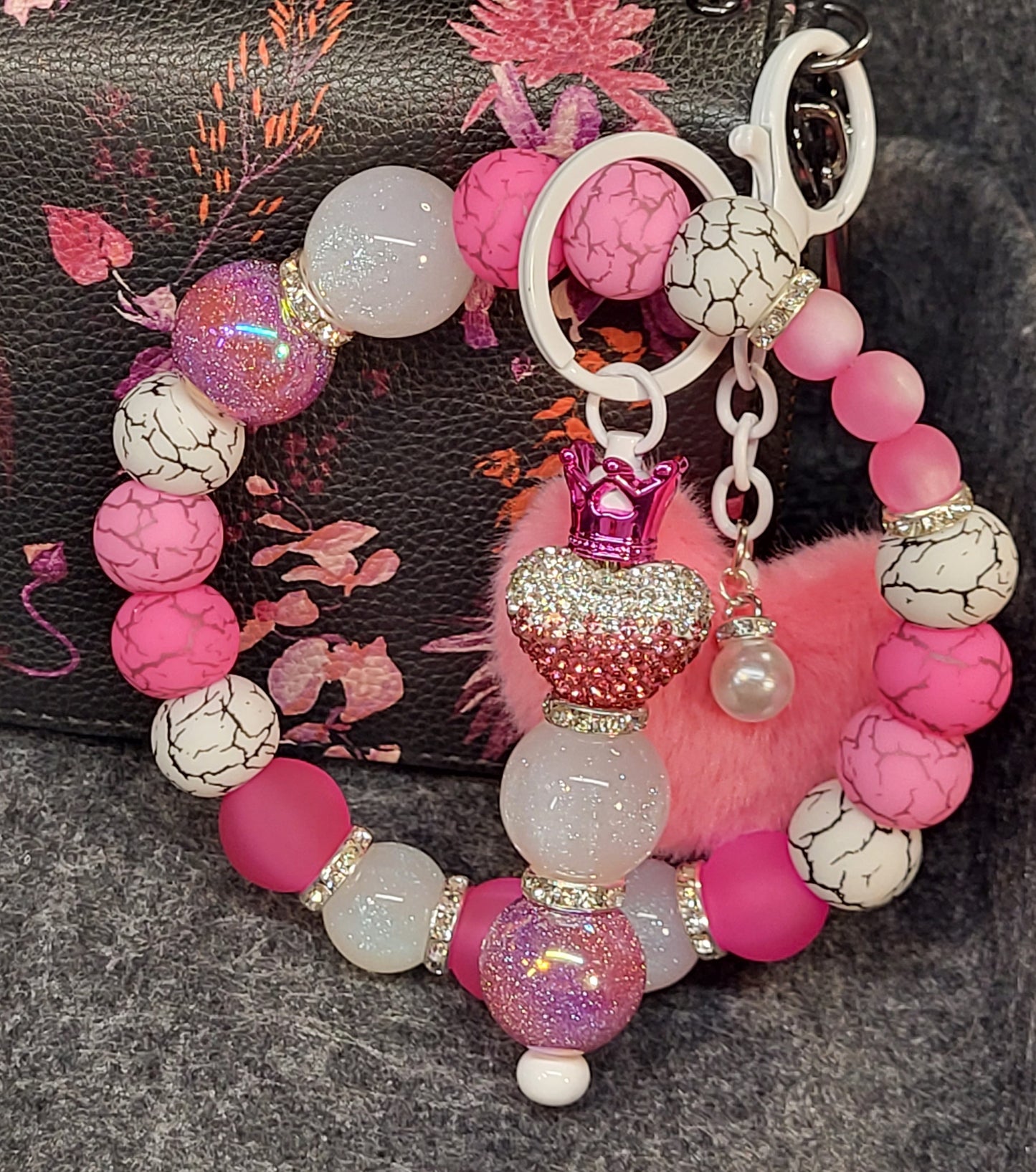 Beaded Wristlet Keychain Combos | Multiple Styles Available | Silicone Bead Wristlet & Keychain Bar Sets