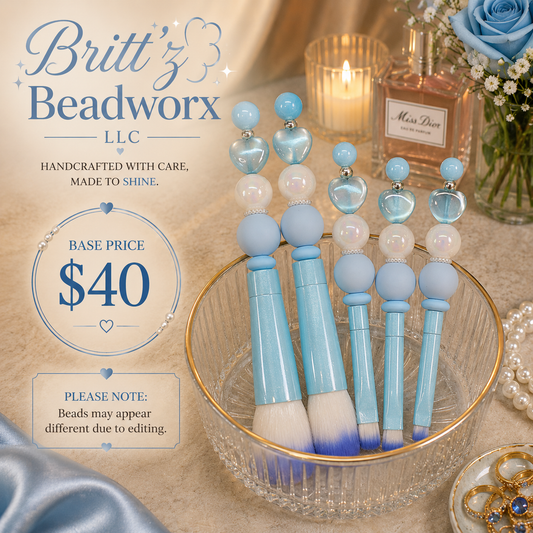 5-Piece Beaded Makeup Brush Set | Aesthetic Makeup Brushes | Cute Beaded Beauty Tools for Glam, Travel & Everyday Makeup