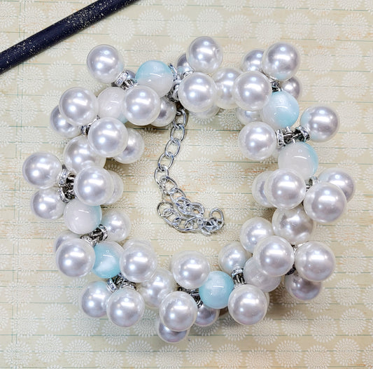 Elegant Pearl Cluster Christmas Ornament | Handmade Stainless Steel Wire Holiday Decoration | Beaded Keepsake Ornament
